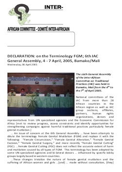 AU Declaration on the Terminology FGM